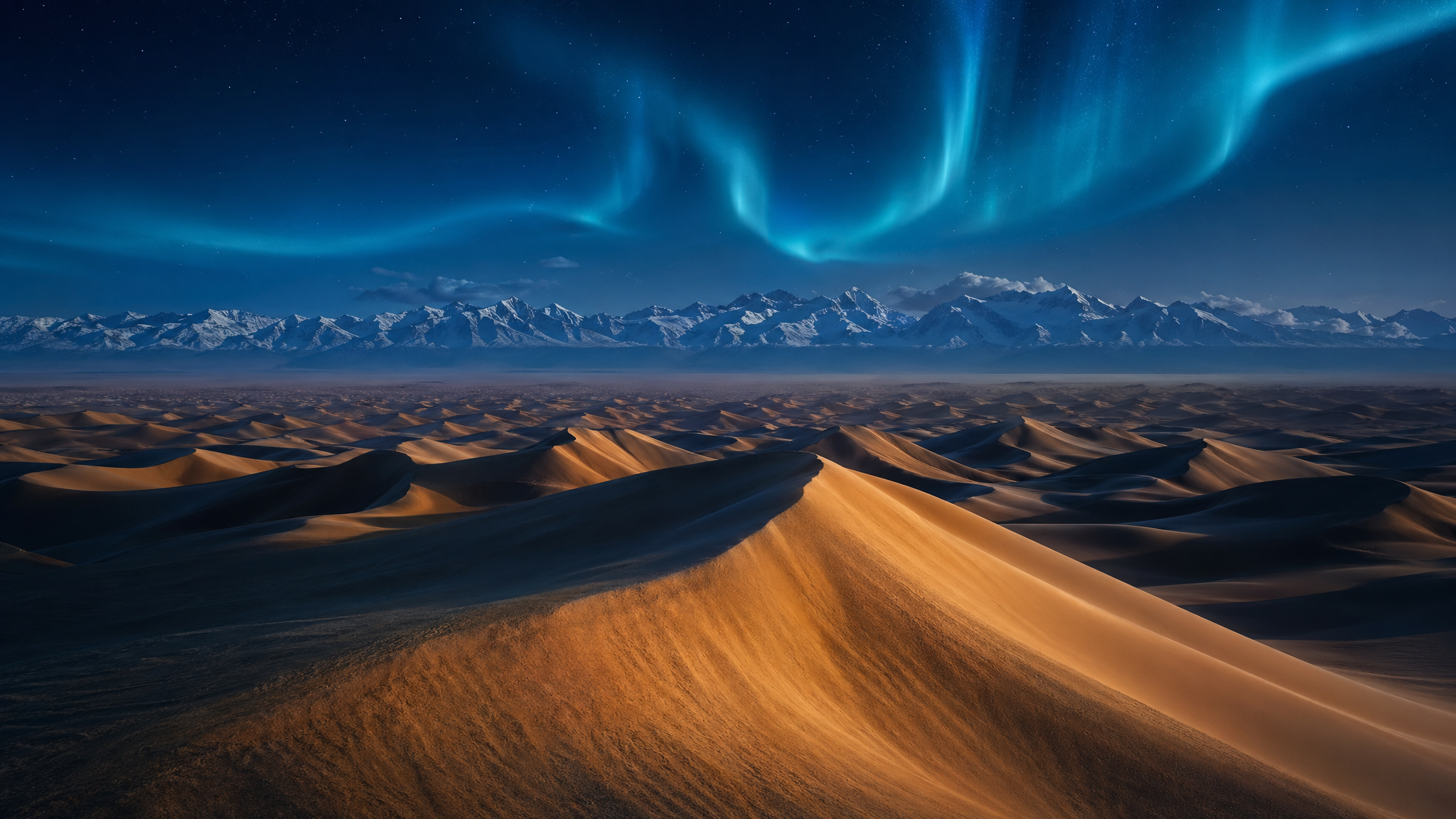 Surreal Xinjiang dunes and mountains